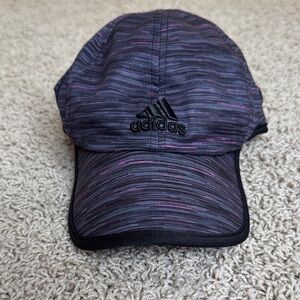 Adidas Climacool Adizero Hat Black Purple Striped Adjustable Run Cap OS